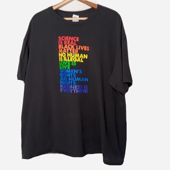 Rainbow Human Rights XXL T Shirt Science Black Lives Matter Love Kindness - Picture 1 of 7